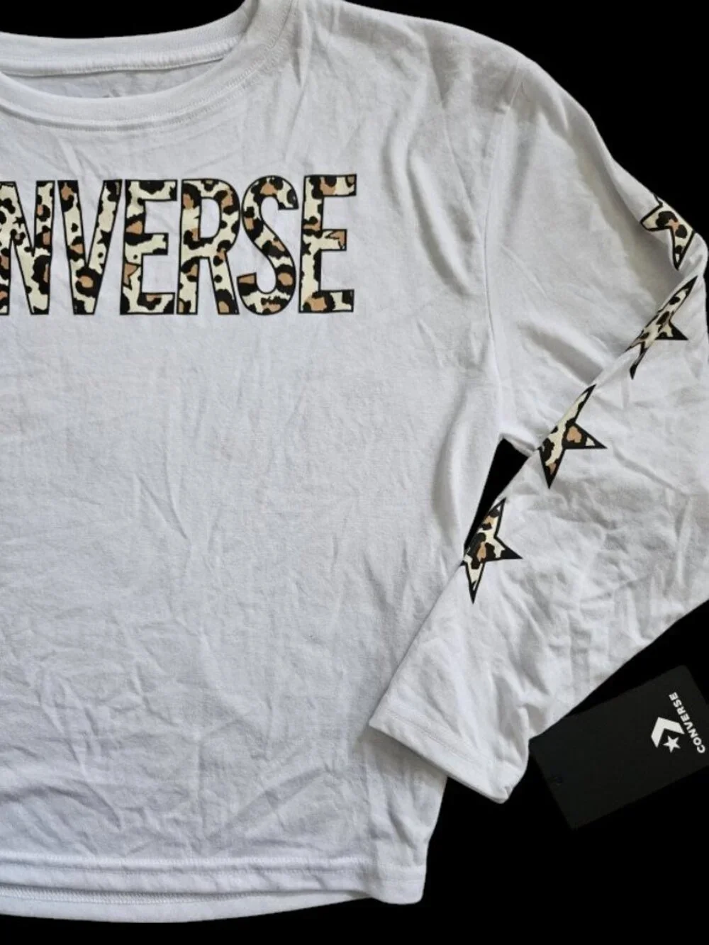 NWT White CONVERSE Long Sleeved Top Girls L Size 12-13